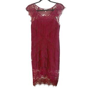 Free People Intimately Burgundy Red Peekaboo Lace Slip Dress Womens Size Medium